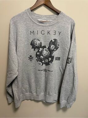 Mickey x Neff Grey Crewneck Sweatshirt Men Women XL